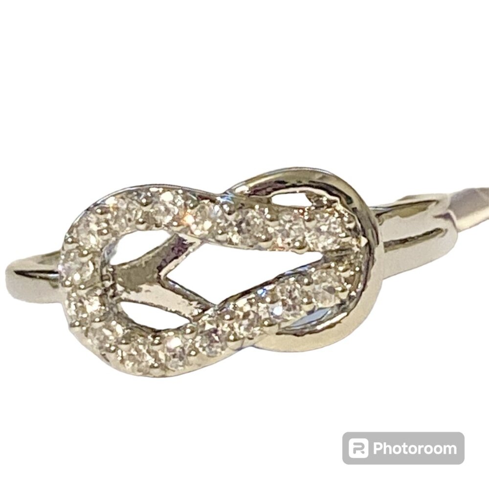 Silver Infinity Symbol Ring Rhodium Plated Size 8 9 Cubic Zirconia Belt Buckle